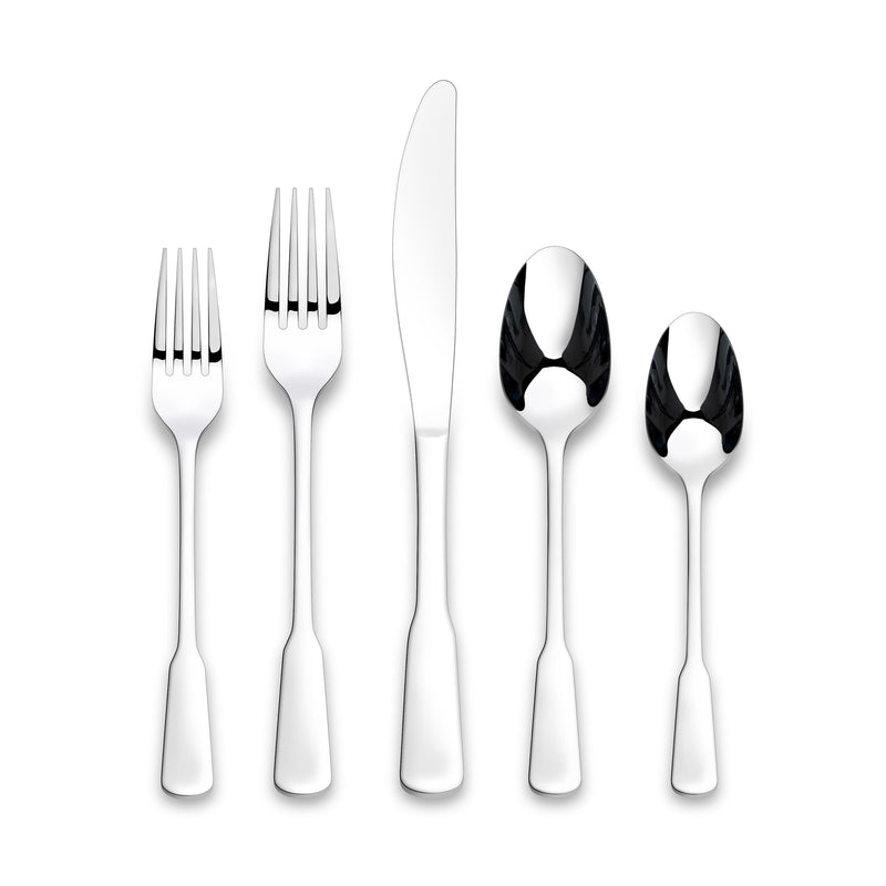 PADERNO Morell Modern Paddle Mirror Finish Stainless Steel Flatware Set, Serves, 20-pc V4