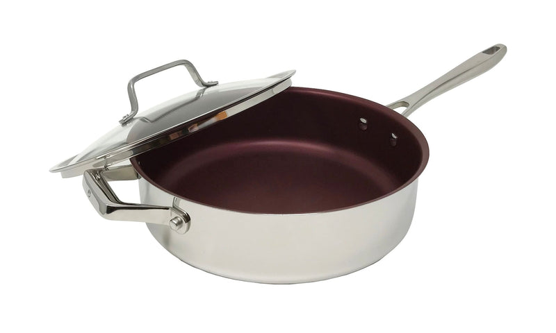 PADERNO Professional Non-Stick Clad Jumbo Cooker, Burgundy, 5-L Q9