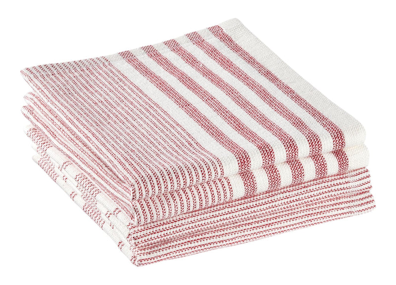 PADERNO Striped Cotton Terry Square Dish Cloths, Red, 4-pk C3