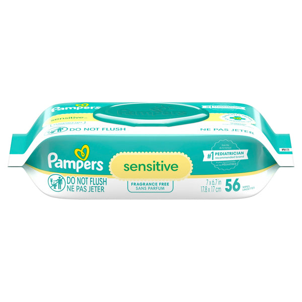 Pampers Sensitive Baby Wipes 1X Pop-Top, 56 Count X8