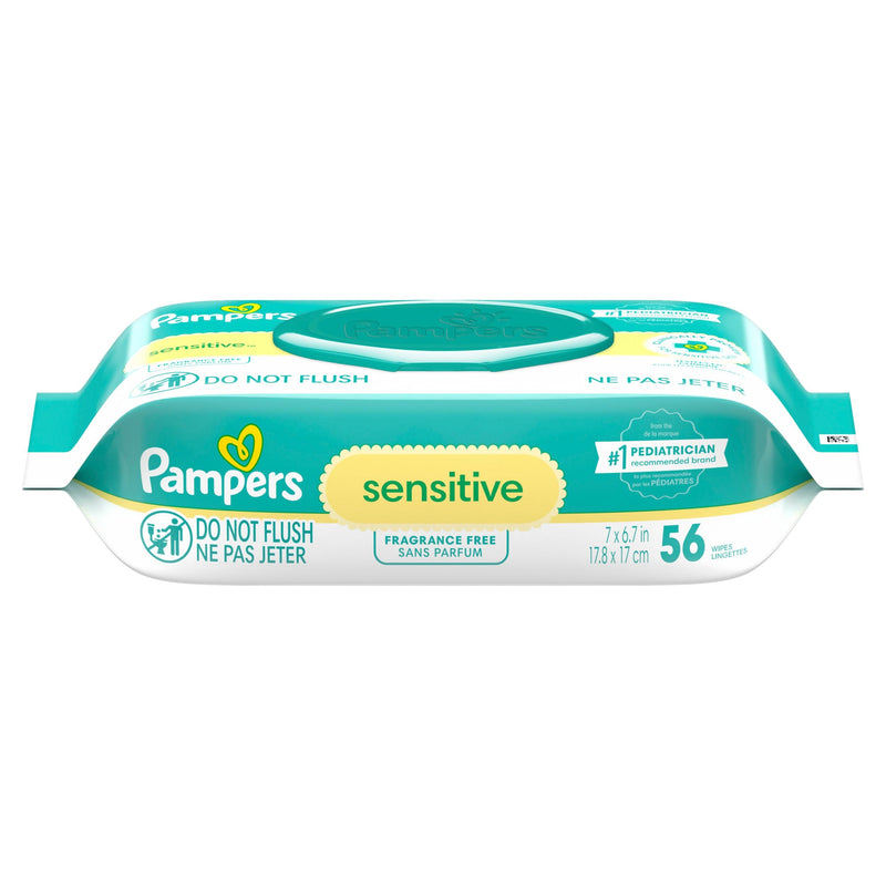 Pampers Sensitive Baby Wipes 1X Pop-Top, 56 Count X8