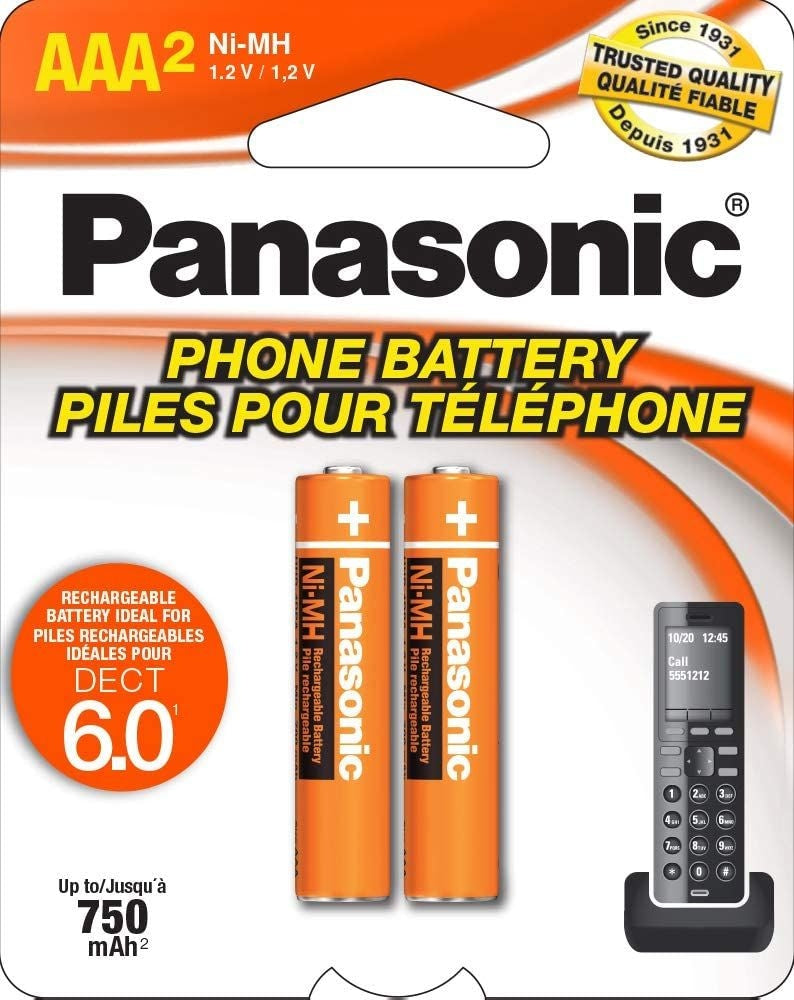 Panasonic Rechargeable AAA Battery for Cordless Phones (HHR4DPA2BA) E4