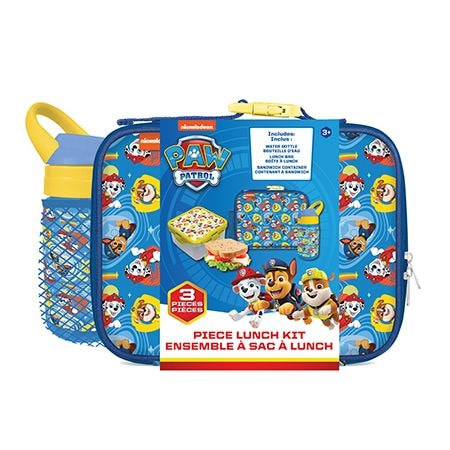 Paw Patrol Kids' Insulated Soft Lunch Bag Set with Food Container, Blue, 3-pc P8