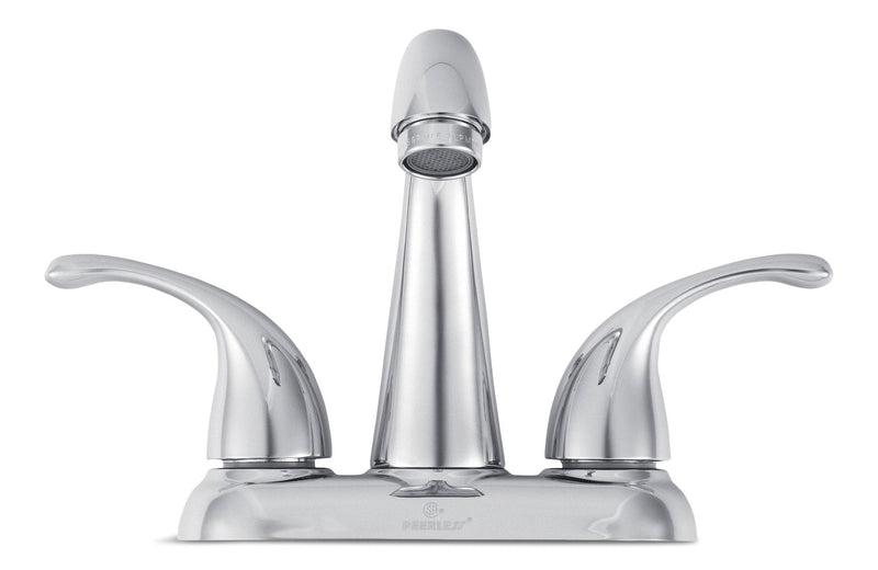 Peerless Double Handle Rigid Spout 4-in Centreset Bathroom Sink Faucet with Pop-Up Drain, Chrome C6