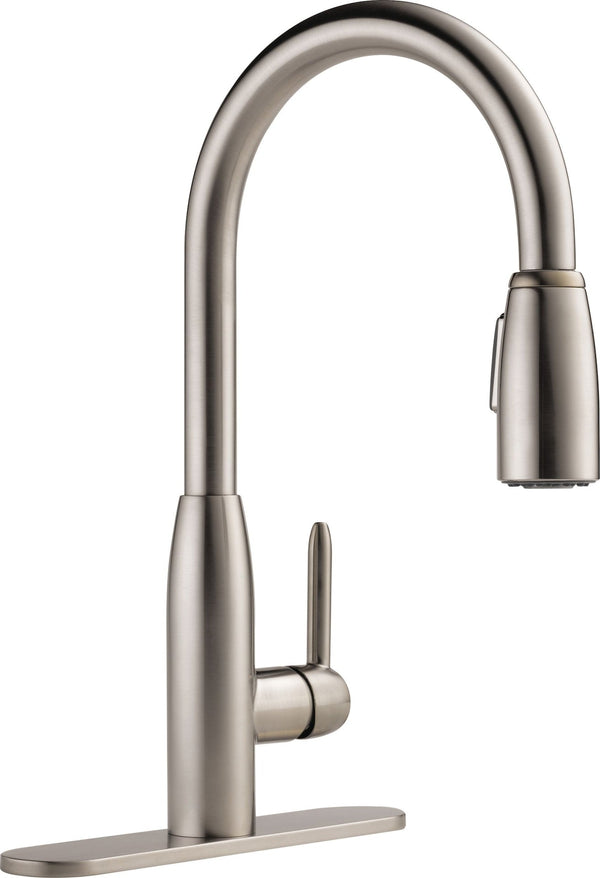 Peerless Tunbridge Single Handle High Arc Pull Down Kitchen Faucet, Stainless Steel A9