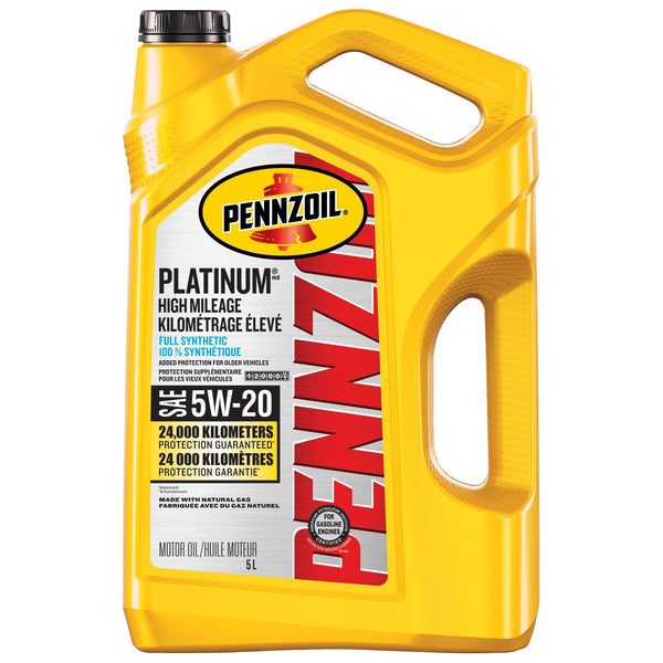 Pennzoil Platinum High Mileage 5W20 Synthetic Engine/Motor Oil, 5-L V8