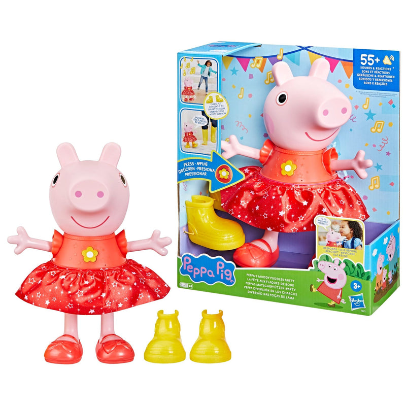 Peppa Pig Peppa’s Muddy Puddles Party Singing and Dancing Doll, French, Ages 3+ D0