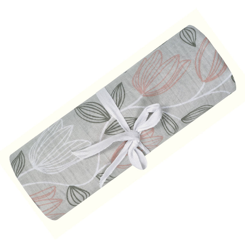 Perlimpinpin Cotton Muslin Baby Swaddle Blanket, Tulips N8