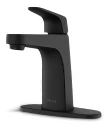 Pfister Matlock Single Handle High Arc Single Hole 4-in Centreset Bathroom Sink Faucet, Push & Seal Drain, Matte Black H7