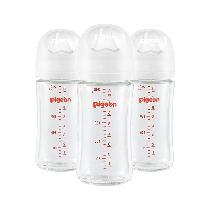 Pigeon Glass Bottle with Silicone Nipple (M), 8-oz, 3 Months+, 3-pk M7