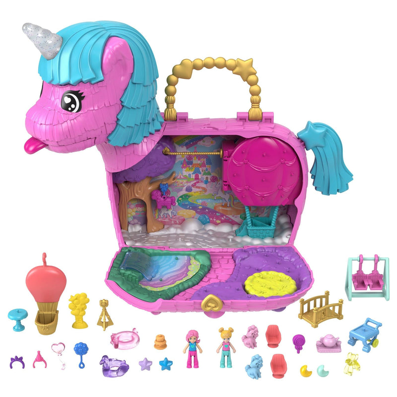 Polly Pocket 35th Celebration Unicorn Partyland Playset, Includes 2 Micro Dolls, Pets & 25+ Surprise Accessories, Kids Ages 3+ C6
