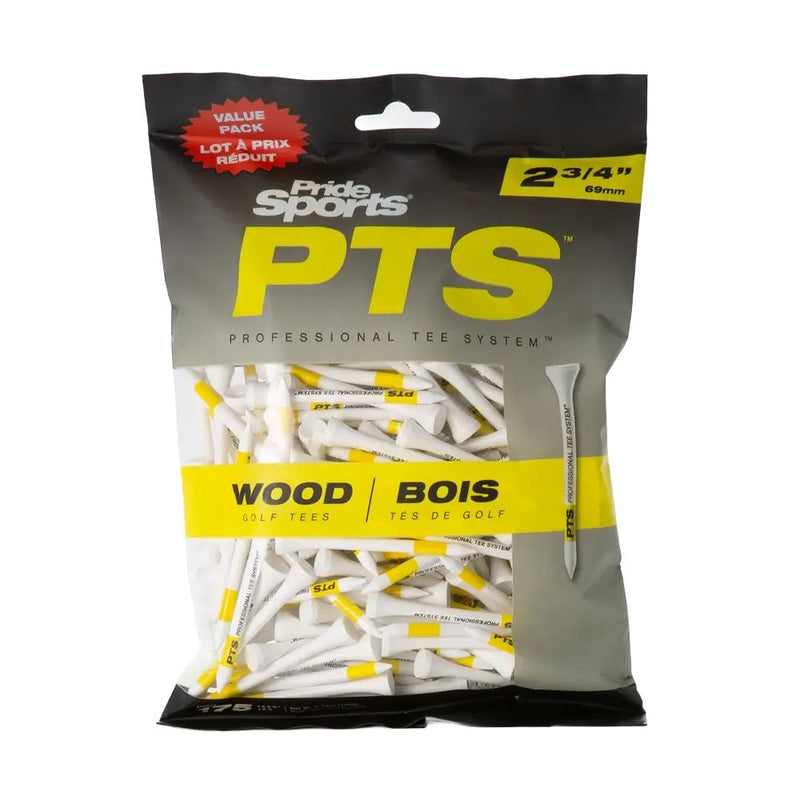 Pride Professional Tee System ProLength Wood Golf Tee, 2-3/4-in Yellow on White, 175-pk C4