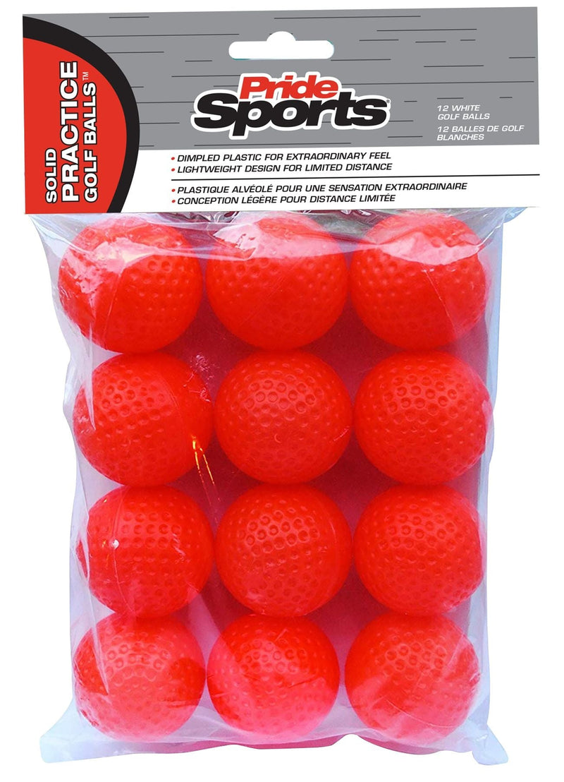 PrideSports Dimpled Plastic Practice Golf Balls, Lightweight, 12-pk, Assorted Colours J7