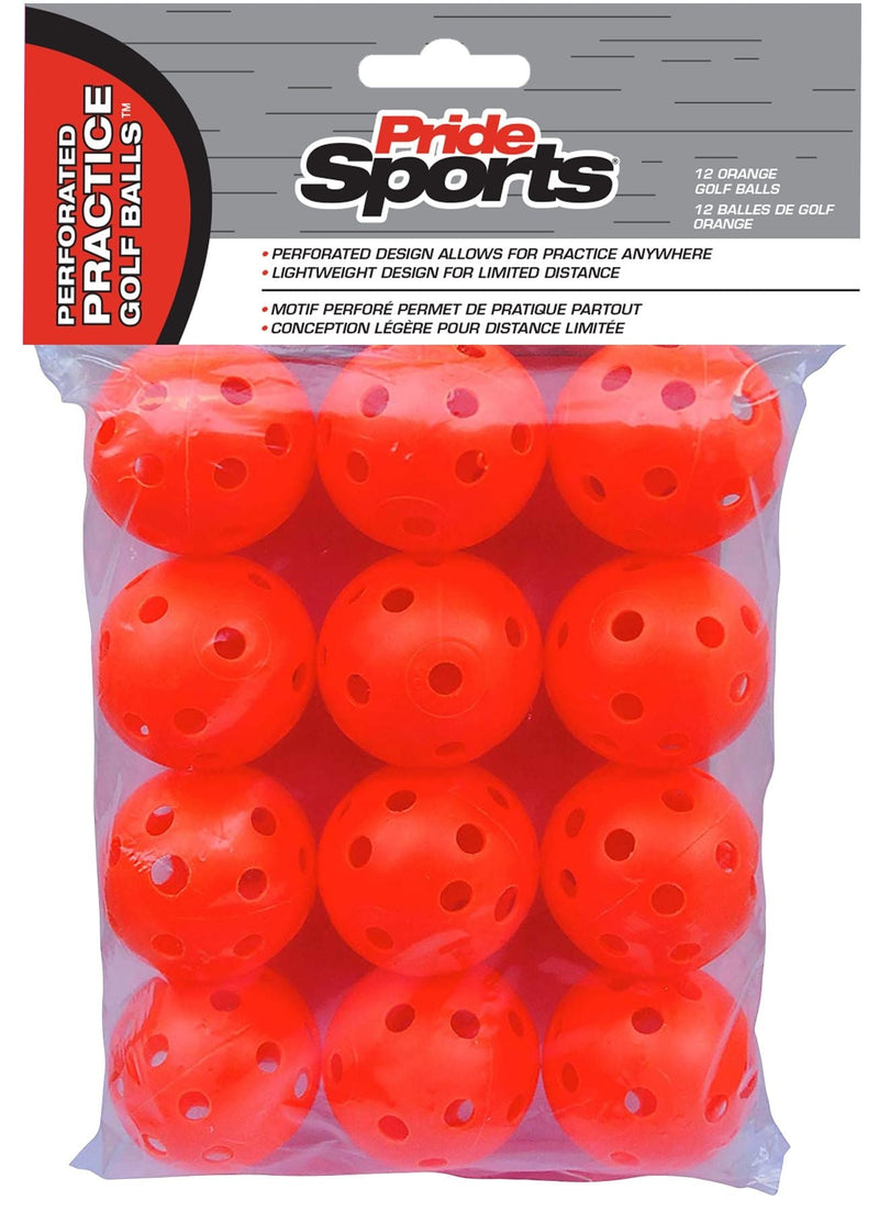 PrideSports Perforated Plastic Practice Golf Balls, Lightweight, 12-pk, Assorted Colours P3