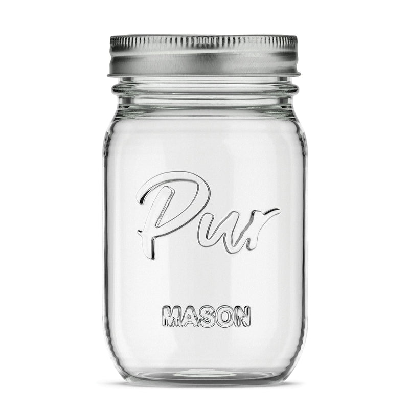 Pur Mason Regular Mouth Glass Jar with Lid & Band, 16-oz/473-mL, 12-pk Q2