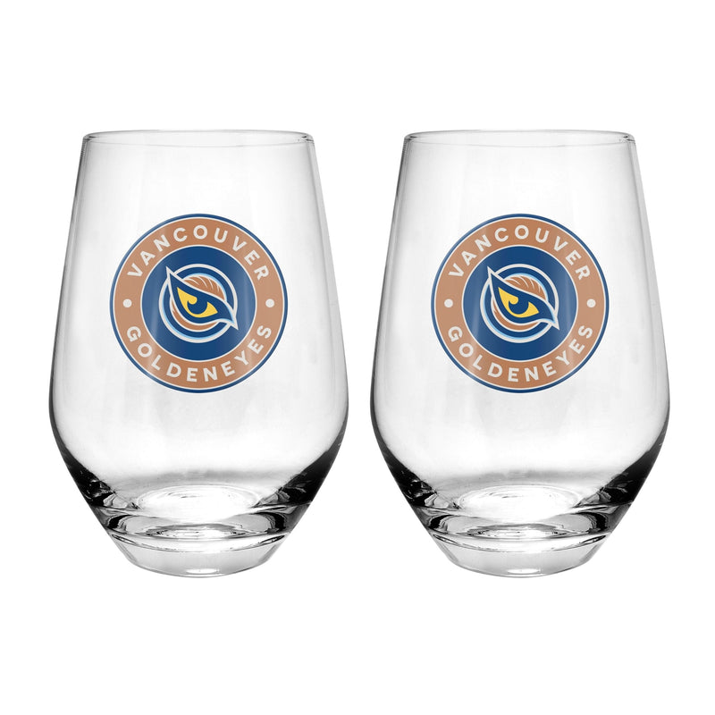 PWHL Vancouver Goldeneyes Stemless Wine Glass, 19-oz, 2-pk G3