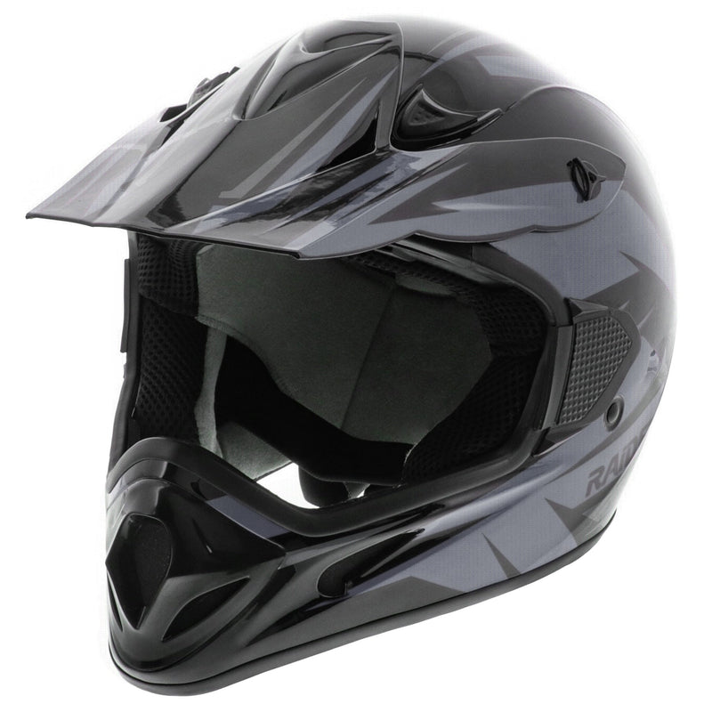 Raider RX2 ATV Helmet, Adult, Grey/Black, Assorted Sizes D3