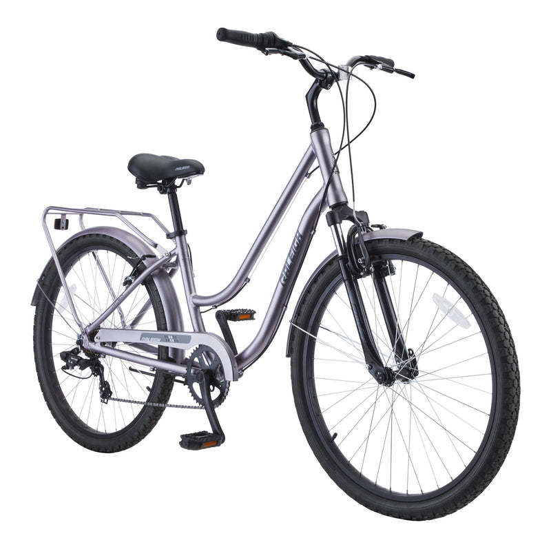 Raleigh Campus Comfort Bike, Alloy V-brakes, 26-in, Silver K6
