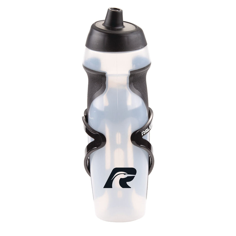 Raleigh Easy-Squeeze Bike Water Bottle withCage/Holder, Transculent, 20.2-oz K1