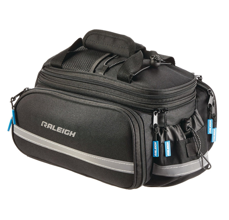 Raleigh Expandable Rack Top Bike Bag withRemovable Carry Strap & Reflective Strip, Black Q6