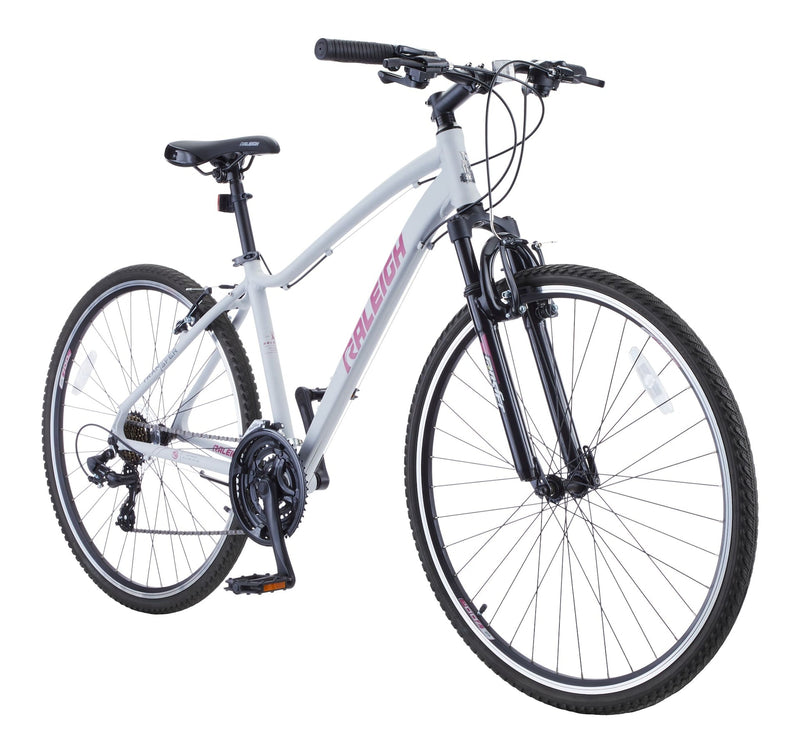 Raleigh Route Hybrid Bike with Alloy V-brakes, 700C, 21-Speed, White T0