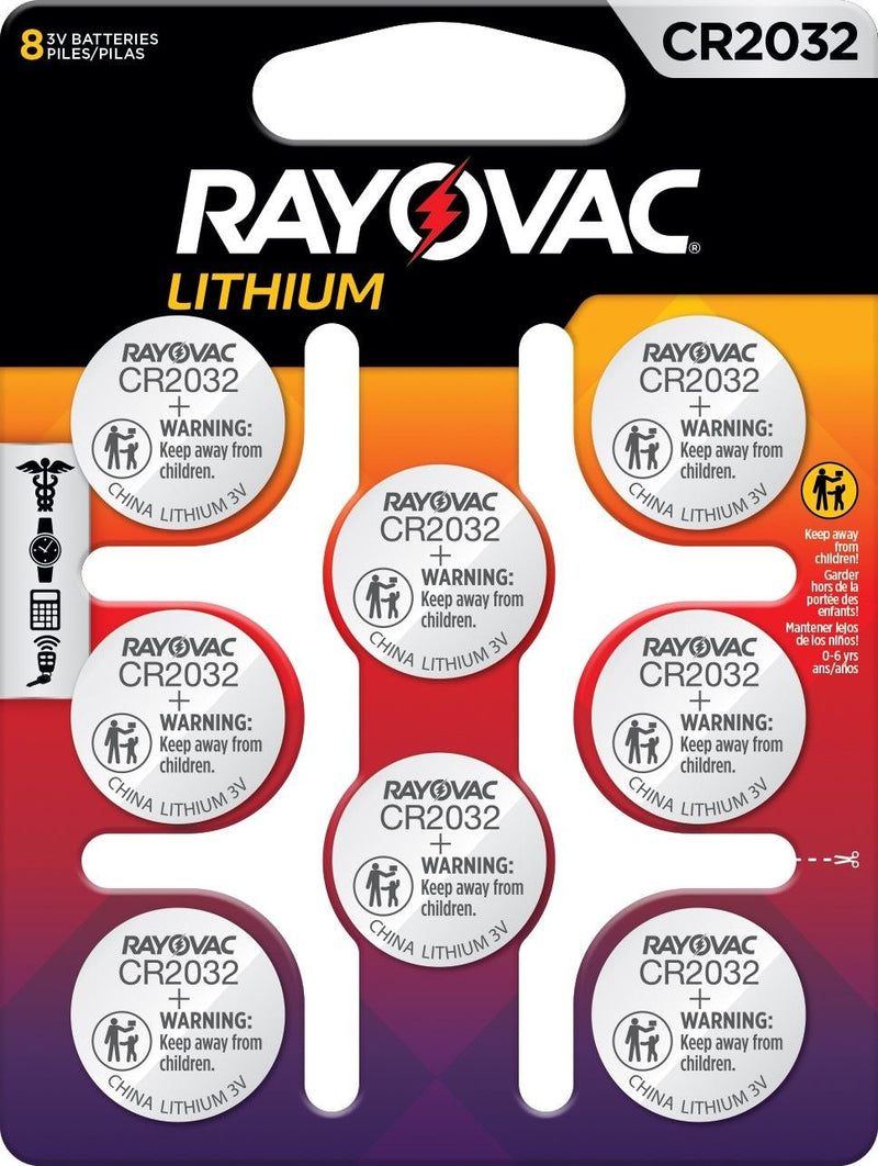 Rayovac CR2032 Lithium Coin Batteries, 8-ct I0
