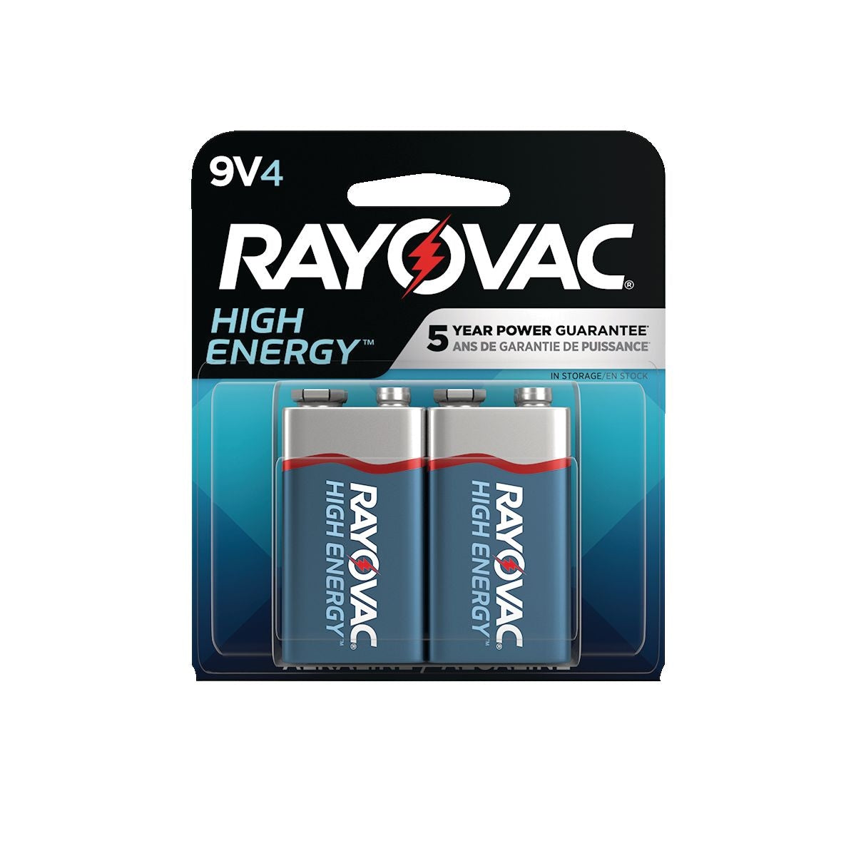 Rayovac HIGH ENERGY 9V/9 Volt Alkaline Batteries, Long Lasting, All Purpose, 4-pk