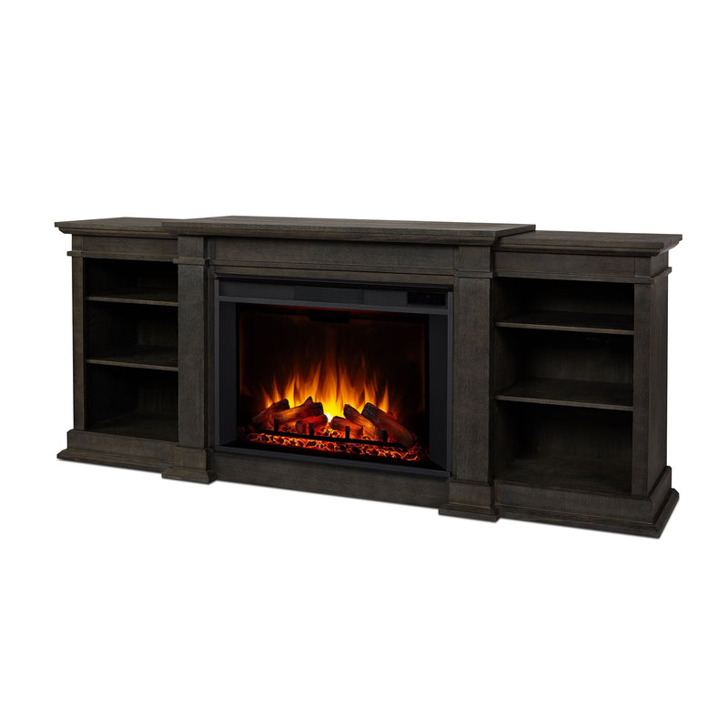 Real Flame Eliot Grand Entertainment VividFlame Electric Fireplace TV Stand, 1500W, Includes Remote Control & Firebox, Antique Grey E4