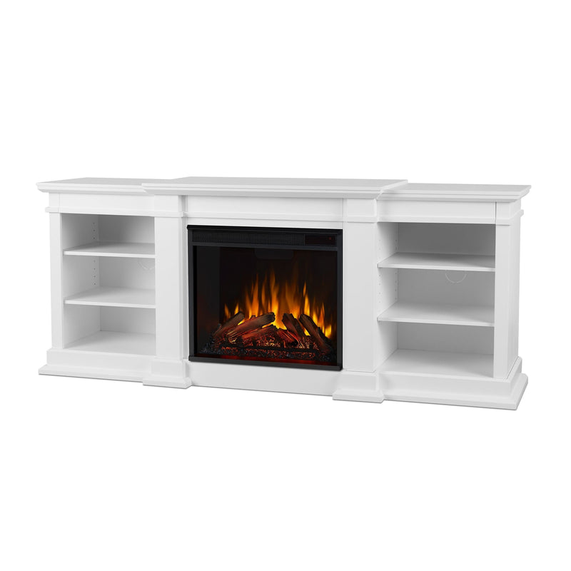 Real Flame Fresno Electric Media Indoor Electric Fireplace TV Stand, 72-in, 1500W, White N6