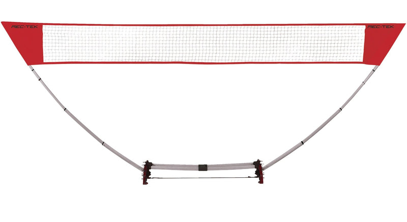 Rec-Tek Outdoor Portable Easy Set-up Badminton Net, Red, 15-ft, 7-pk, All Ages, for Lawn Game Activities Y4
