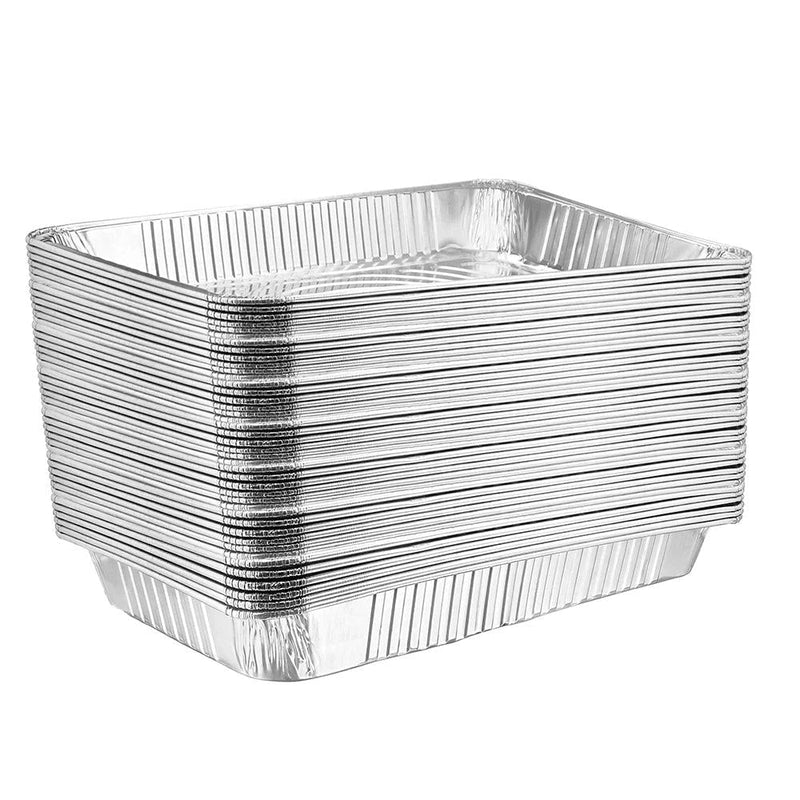 Rectangle Foil Reusable Full Size Steam Baking Pan, Silver, 12-in, for Baking/Cooking/Steaming A8