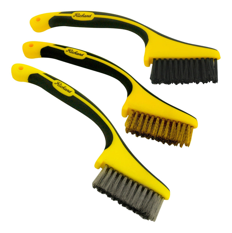 Richard Multi-Surface Mini Metal Wire Bristle Brush Set, Removes Paint/Dirt/Rust, 3-pc A0