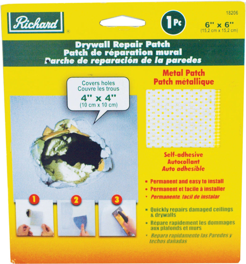 Richard Self-Adhesive Metal-Reinforced Drywall & Ceiling Hole Repair Patch, 6 x 6-in M1