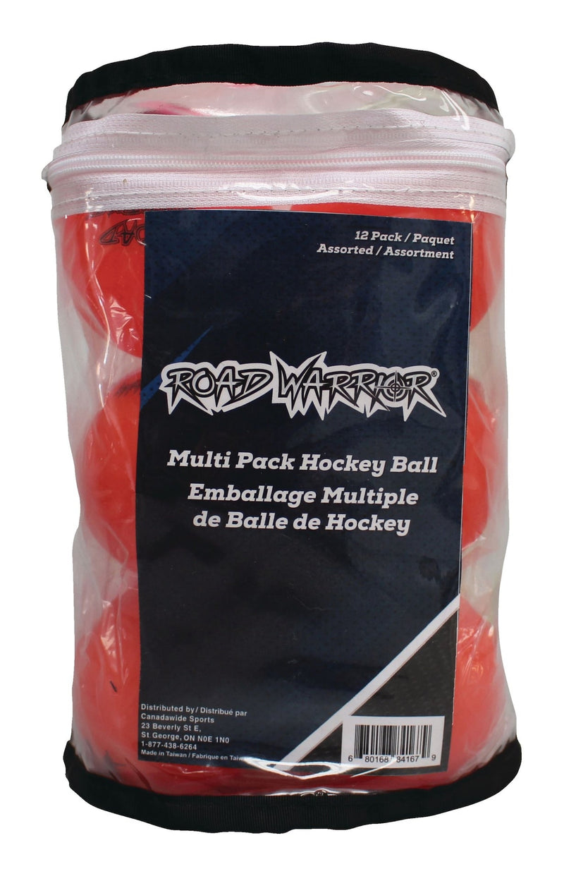 Road Warrior Street Hockey Balls, Assorted Colours, 12-pk P5