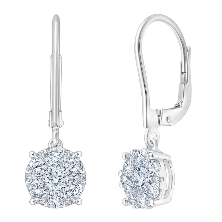 Round Brilliant Diamond Drop Earrings (1.00 ctw) H1