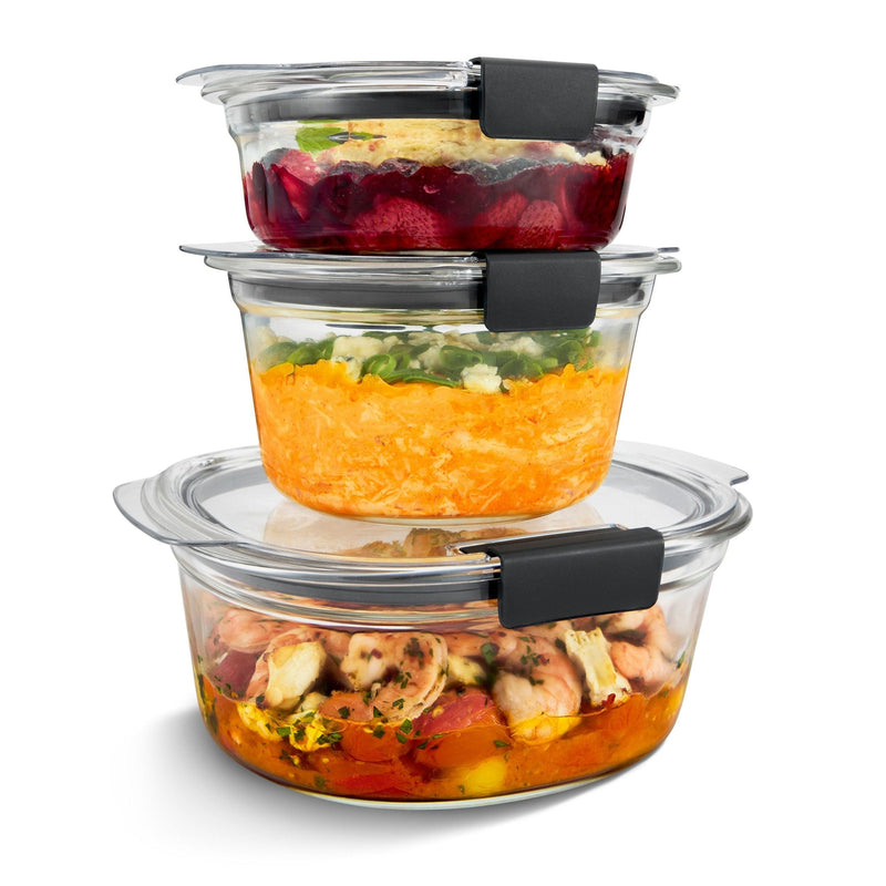 Rubbermaid Brilliance Stainshield Glass Round Food Storage Container Set, 6-pc O6