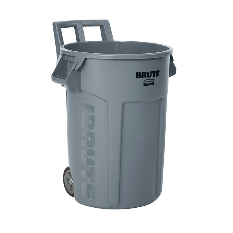 Rubbermaid Commercial Wheeled Brute Circular Outdoor Garbage Can, Grey, 121-L K5