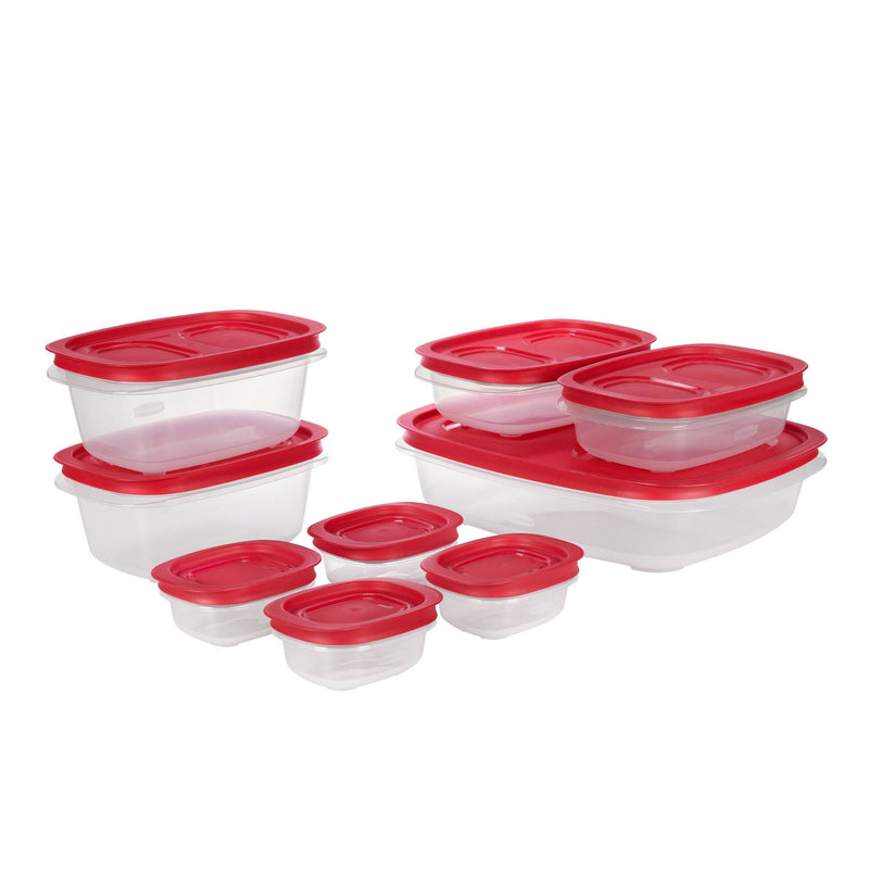 Rubbermaid Easy Store Rectangular Plastic Food Storage Container Set, Microwave and Freezer Safe, 18-pc K6