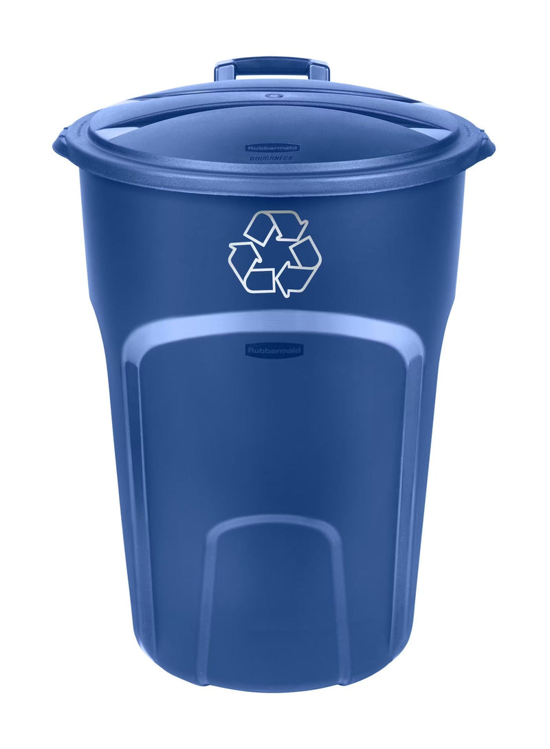 Rubbermaid Plastic Circular Wheeled Recycling Blue Box with Handle, 121-L B2