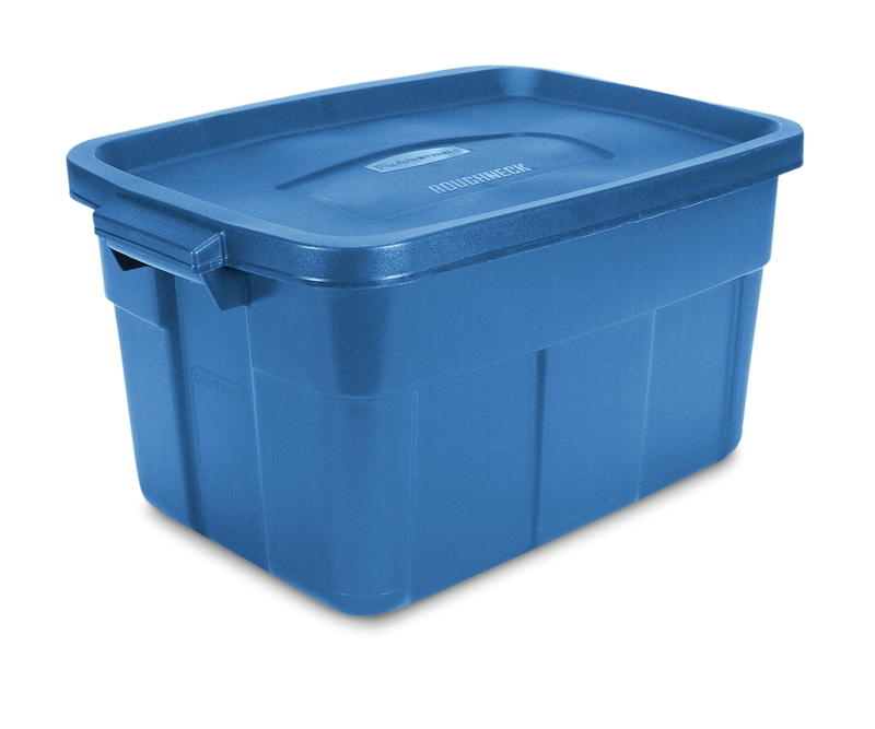 Rubbermaid Roughneck Stackable Storage Box with Lid, 53-L, Blue X1