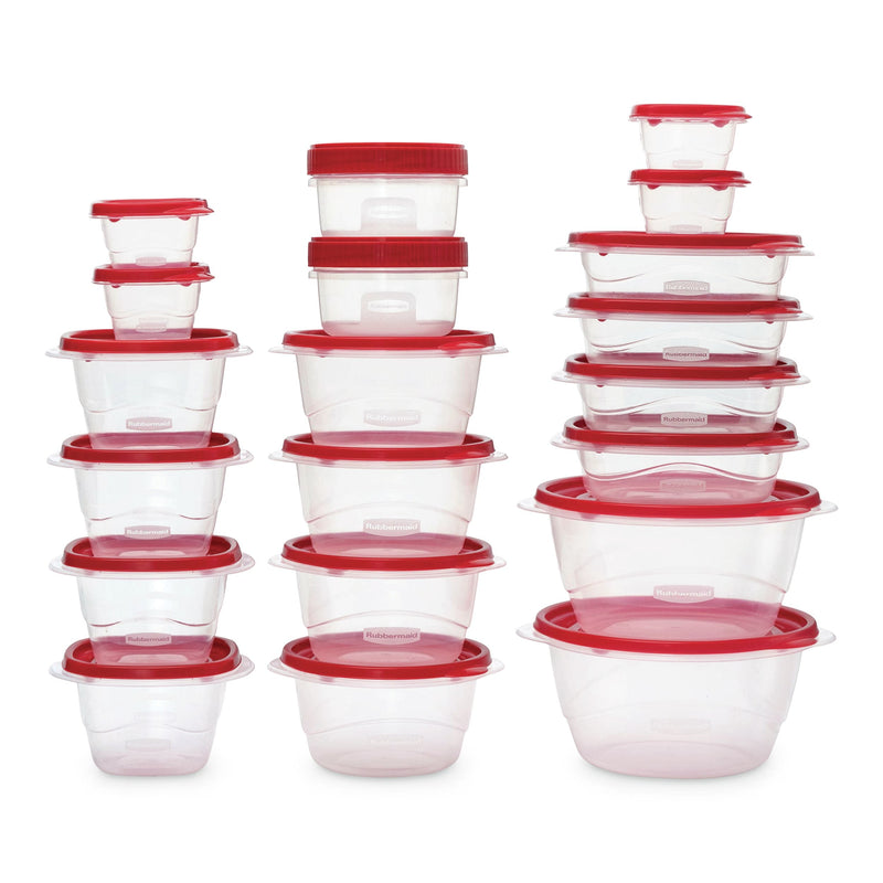 Rubbermaid TakeAlong Rectangle Plastic Food Storage Container Set with Quik Clik Seal Lid, 40-pc W5