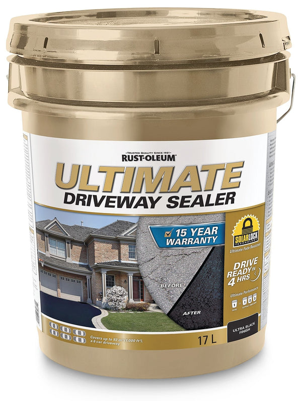 Rust-Oleum 15-Year Ultimate Asphalt Driveway Sealer, 1000 sq. ft Coverage, Ultra Black, 17-L Y1