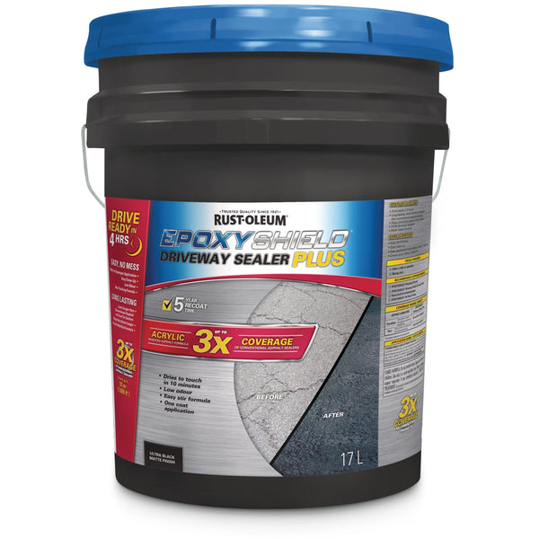 Rust-Oleum Epoxy Shield Asphalt Driveway Sealer Plus, 1000 sq. ft Coverage, Black, 17-L G1