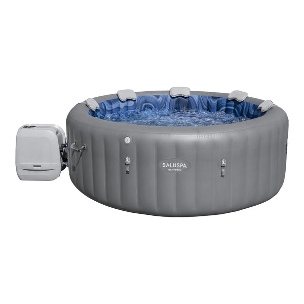 Salu Spa Santorini Grey 7-Person Luxe HydroJet Pro Round Smart Spa, 85-in x 31.5-in E7