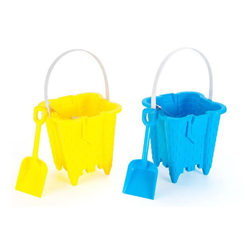 Sand Castle Bucket & Shovel Set, Blue/Green/Red/Yellow, Assorted, Ages 2+, for Beach/Pool Fun Activities S4