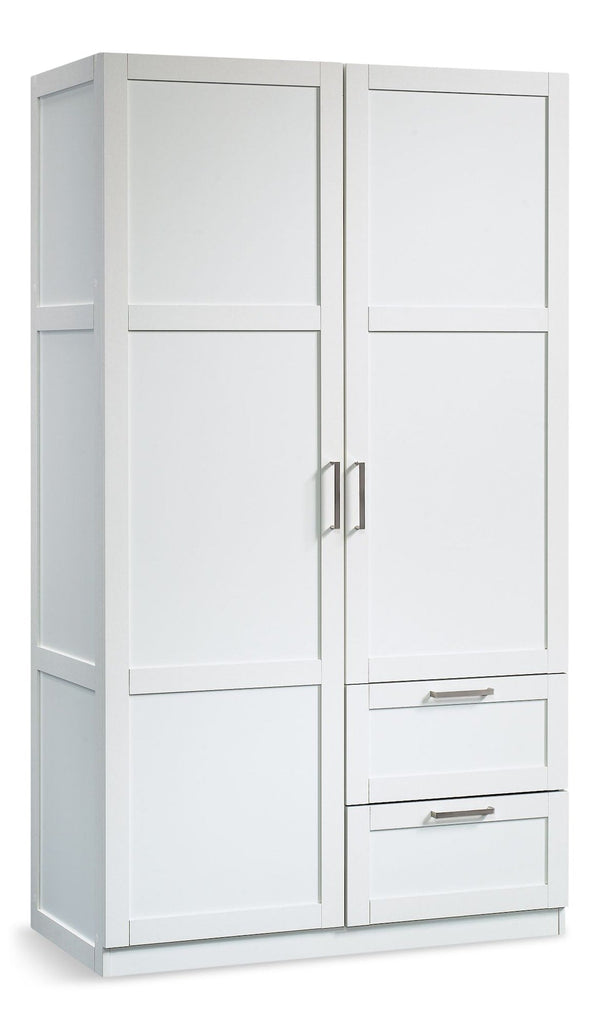 Sauder 2 Door 2 Drawer Wardrobe, White N7