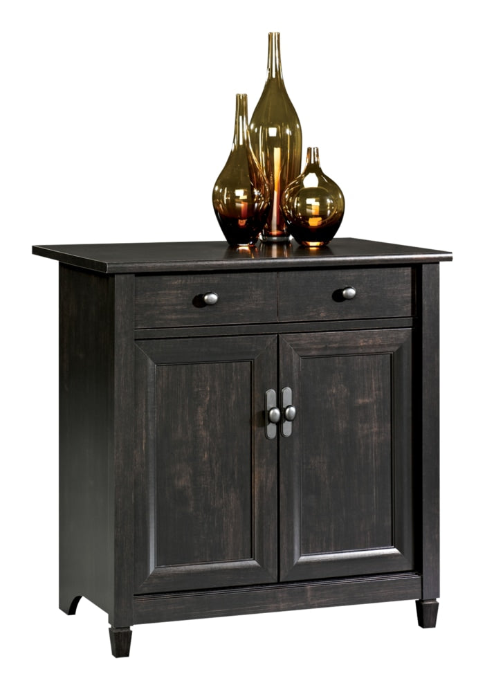 Sauder Edge Water 2-Door Storage Cabinet With Adjustable Shelf, Estate Black Finish T5