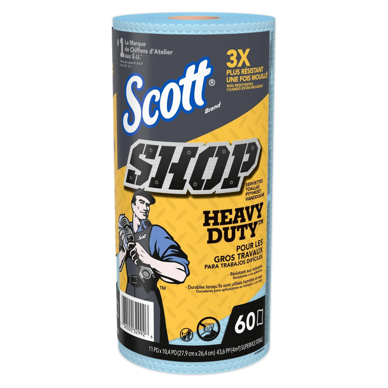 Scott Heavy-Duty Shop Paper Towels, 11 x 10.4-in, Blue, 60-pk O2