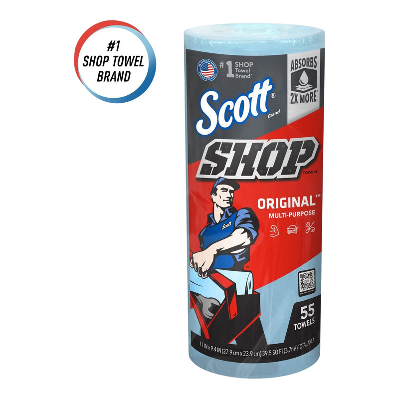 Scott Multi-Purpose Shop Paper Towels, 11" x 9.4", Blue, 55-pk K7