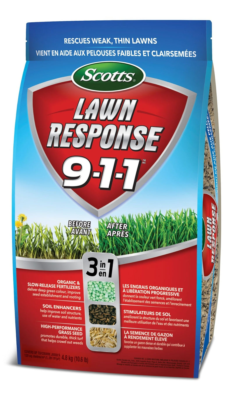 Scotts Lawn Response 3-in-1 Grass Seed & Fertilizer Mix, 9-1-1, 4.8-kg E0